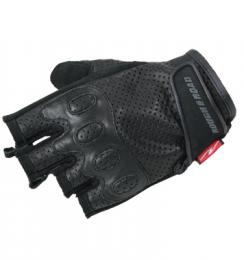Punching Leather Half Finger Gloves BK L